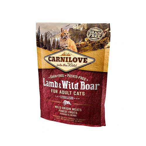 CARNILOVE CAT ADULT STERILISE 2KG Lamb & Wild Boar Sans Céréales