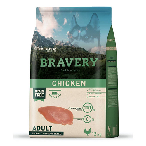 BRAVERY PUPPY CHICK MED-LARG  12 KG