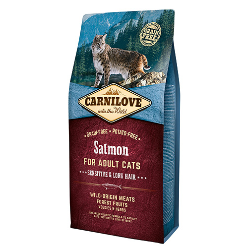 CARNILOVE ADULT CAT SALMON 6KG Sensitive & Long Hair (sans céréales)