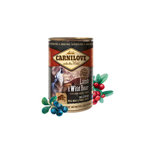 CARNILOVE (CANS) WILD MEAT 400GR Lamb & Wild Boar 400gr (sans céréales)