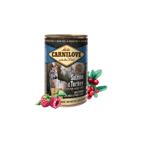 CARNILOVE (CANS) WILD MEAT 400GR Salmon & Turkey 400gr (sans céréales)