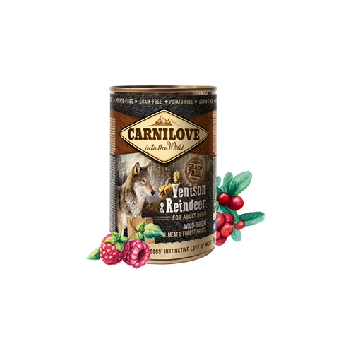 CARNILOVE (CANS) WILD MEAT 400GR Venison&Reinder 400gr (sans céréales)