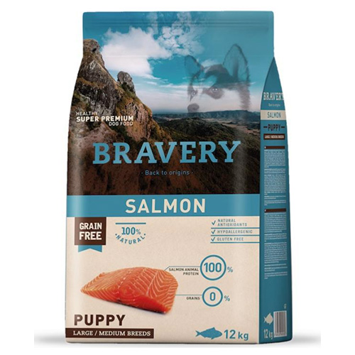 BRAVERY SALM PUPPY LARG/MED  4 KG