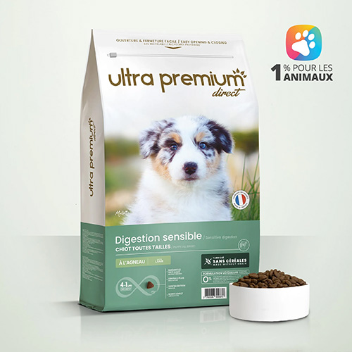 ULTRA PREMIUM CHIOT ET CHIEN ADULTE DIGES SENS TOUTE TAILLE AGNEAU GFREE 15KG