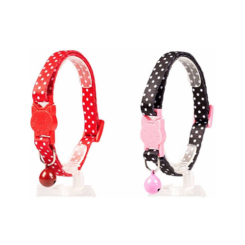 COLLIER CHAT BOULES BLANCHES NYLON