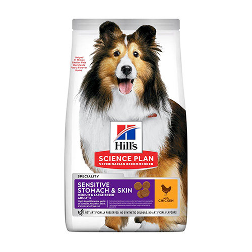 HILL'S SP ADULT SENSITIVE STOMACH & SKIN CHIEN POULET 12KG