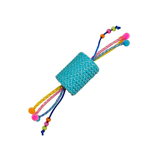 JOUET CHAT rouleau bleu + corde